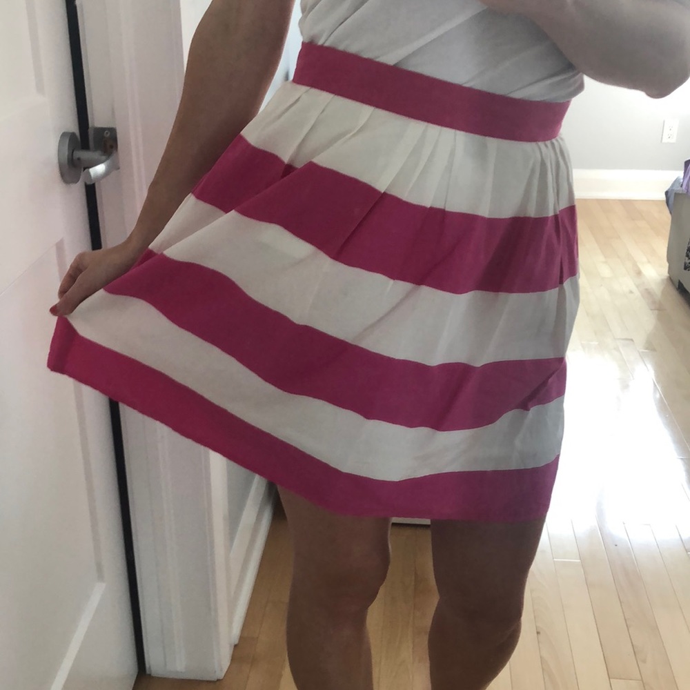 Pink Tartan Pink stripe silk skirt